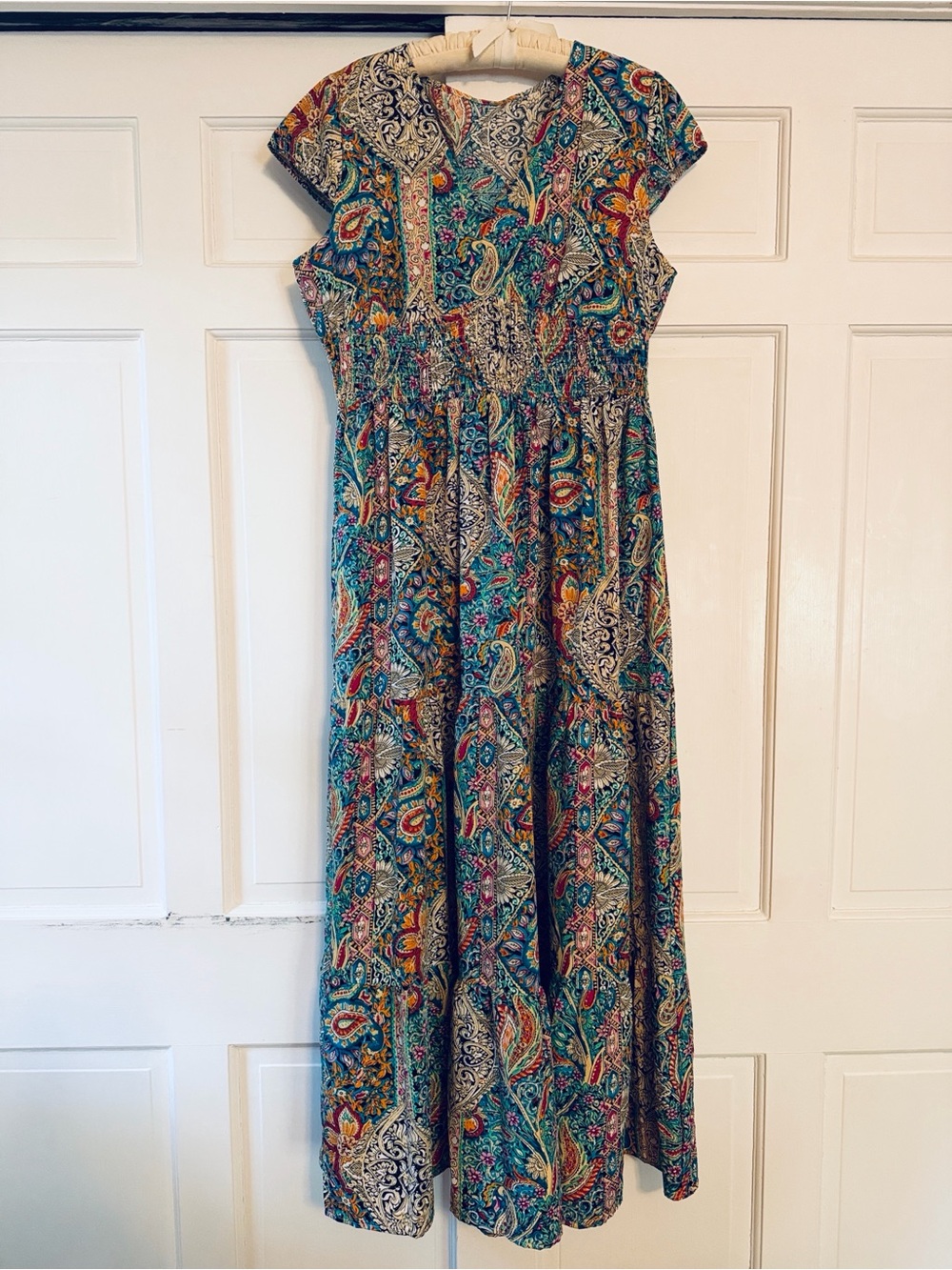 Cupshe Bohemian Paisley Maxi Dress in Teal and Multicolor